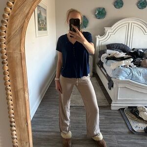 Beige soft textured pants